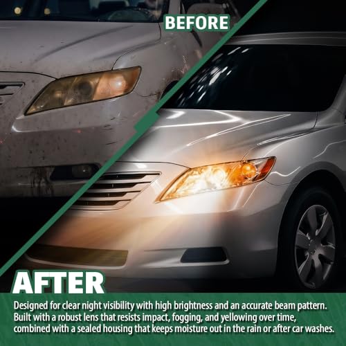 Image of GRAND ORANGE Headlight Assembly Left & Right Fit Toyota Camry 2007-2009 TO2502200, TO2503200, 20-6758-80, 20-6757-80 Clear Lens Chrome Housing Amber Reflector 2PCS