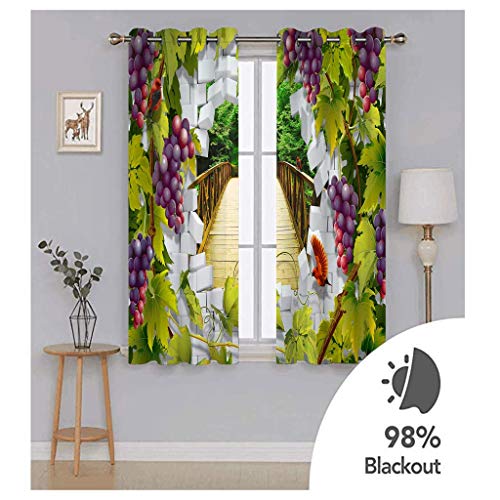 Rideaux occultants opaques à oeillets - Lot de 2 pièces 132x225 cm coloris raisins pour fenêtre