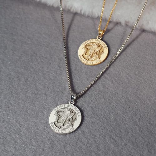 PicturesOnGold.com 14K Yellow Gold Saint Michael Religious Medal - 1 Inch Size of a Quarter4