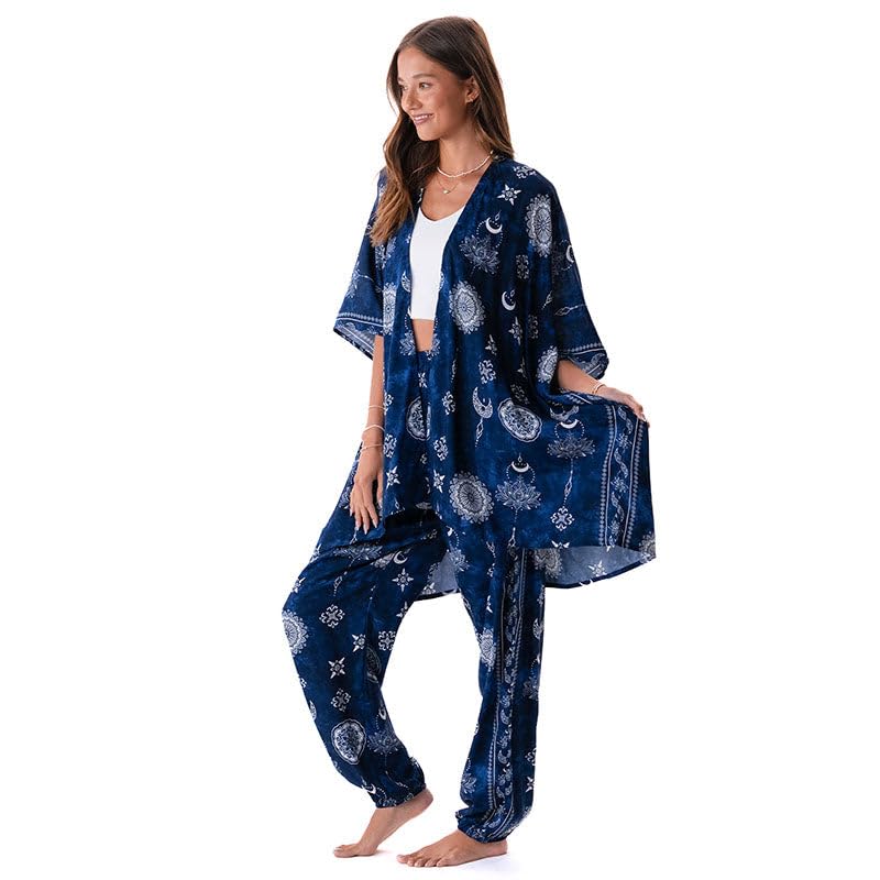 Image of Lotus and Luna Women's Harem Pants Thai Pants for Beach & Lounge High Waisted Flowy Boho Pants Genie Pants Yoga Pants