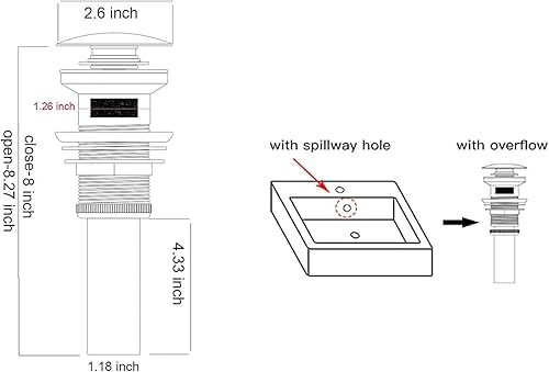 Miniatura 8 de Grifo de lavabo de baño con montaje de drenaje, cromado de una sola manija, un agujero con placa de cubierta, boquilla aireadora para lavabo, grifo