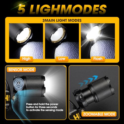 Lampe frontale pour le camping et la course | Éclairage étanche 90° - 2