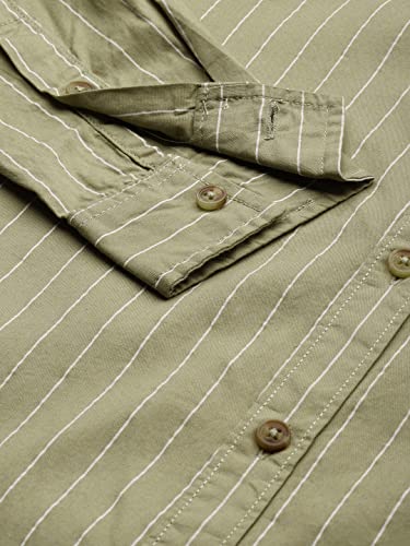 Image of The Indian Garage Co Men Regular Fit Striped Full Sleeves Cutaway Collar Casual Shirt