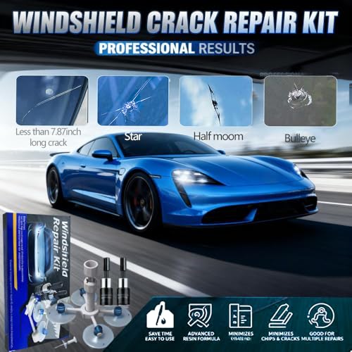 Image of Windshield Repair Kit - Nano Glass Repair Fluid for Chips & Cracks | Quick Fix, Works on for Chips and Cracks，Cracks Gone Glass Repair Kit, Automotive Windscreen Repair Tool Nano Repair Liquid (Blue)