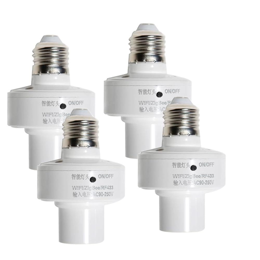 4er-Pack Smart-Lampenfassung, Glühbirnen-Adapter, App-Steuerung, Smart Home, Sprachsteuerung, E27-Glühbirnen-Adapter, Timer-Funktion und Gruppensteuerung, einfache Installation (4 Packungen)