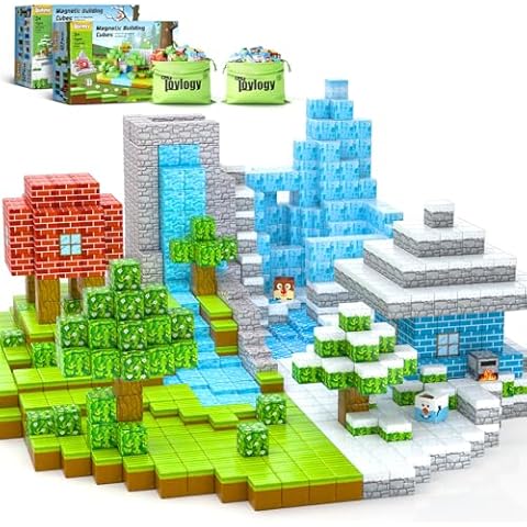 102PCS Magnetic Blocks-Build Mine Magnet World Set for Boys & Girls, Magnetic Toys for Boys & Girls Age 3-4 4-5 6-8 Toddlers Gifts for 3+ Years Old Girls Boys Cover