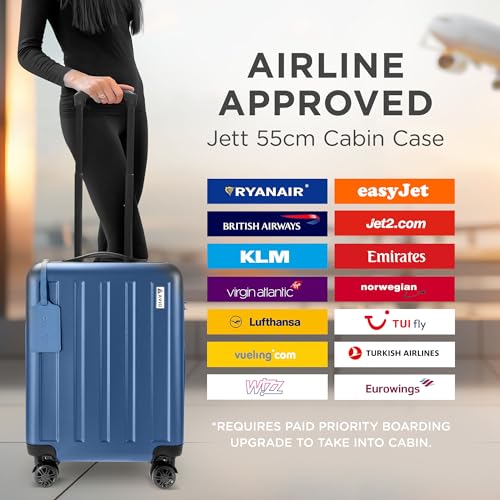 AVIO Jett 55cm Cabin Suitcase – Lightweight Hard Shell Carry On Luggage with 4 Spinner Wheels, Telescopic Handle & 3-Digit Lock – Airline Approved Cabin Bag - Image 5