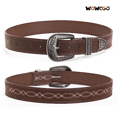 Vintage Flower Womens Leather Belt for Jeans Dress Fashion Waist Belt Ladies Belts with Black Gold Buckle4