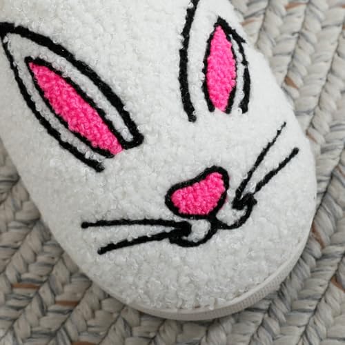 Funny Rabbit Slippers for Women Men Cute Cartoon Bunny Slip-on House Shoes Winter Warm Easter Plush Non-slip Slippers4