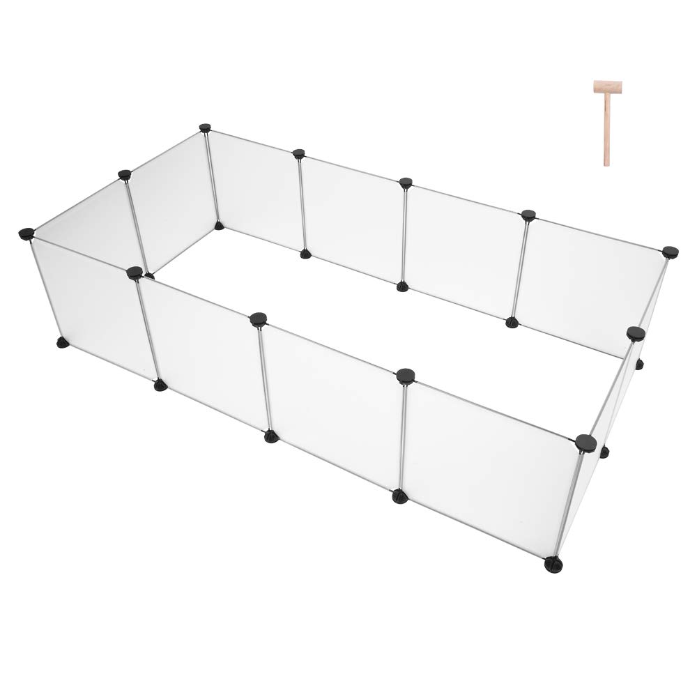 Parc Enclos, DIY Porte Petit Animal Pet Fence en Plastique, Cage, Clôture, Intérieur, Modulable, pour Cochon d’Inde, Lapin, Hérisson, Petits Animaux, 12PCS, Blanc