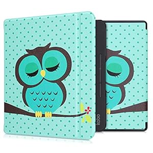 kwmobile hoes compatibel met Kobo Forma – Case voor e-reader in turquoise/bruin/mintgroen – Slapende Uil