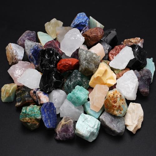 Rahato 5 lbs Rocks for Tumbling Mix Large 1-2 Inch Crystals and Healing Stones Raw Gemstones for Polishing Wicca & Reiki Crystal Healing Rough Rock for Collection Decoration