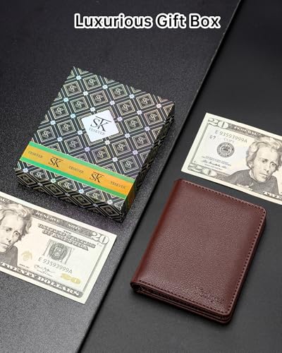 Teskyer Wallet for Men - RFID Blocking Bifold Stylish Leather Men's Wallet with Gift Box, P21-17 Chocolate4