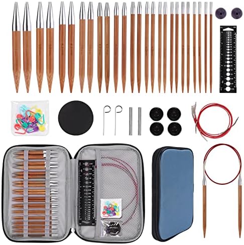 Ruidi 13 Pairs Interchangeable Bamboo Circular Knitting Needles Set