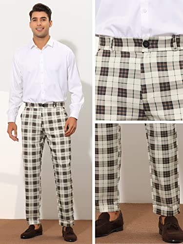 Lars Amadeus Plaid Suit Pants for Men's Straight Fit Casual Checked Pattern Trousers4