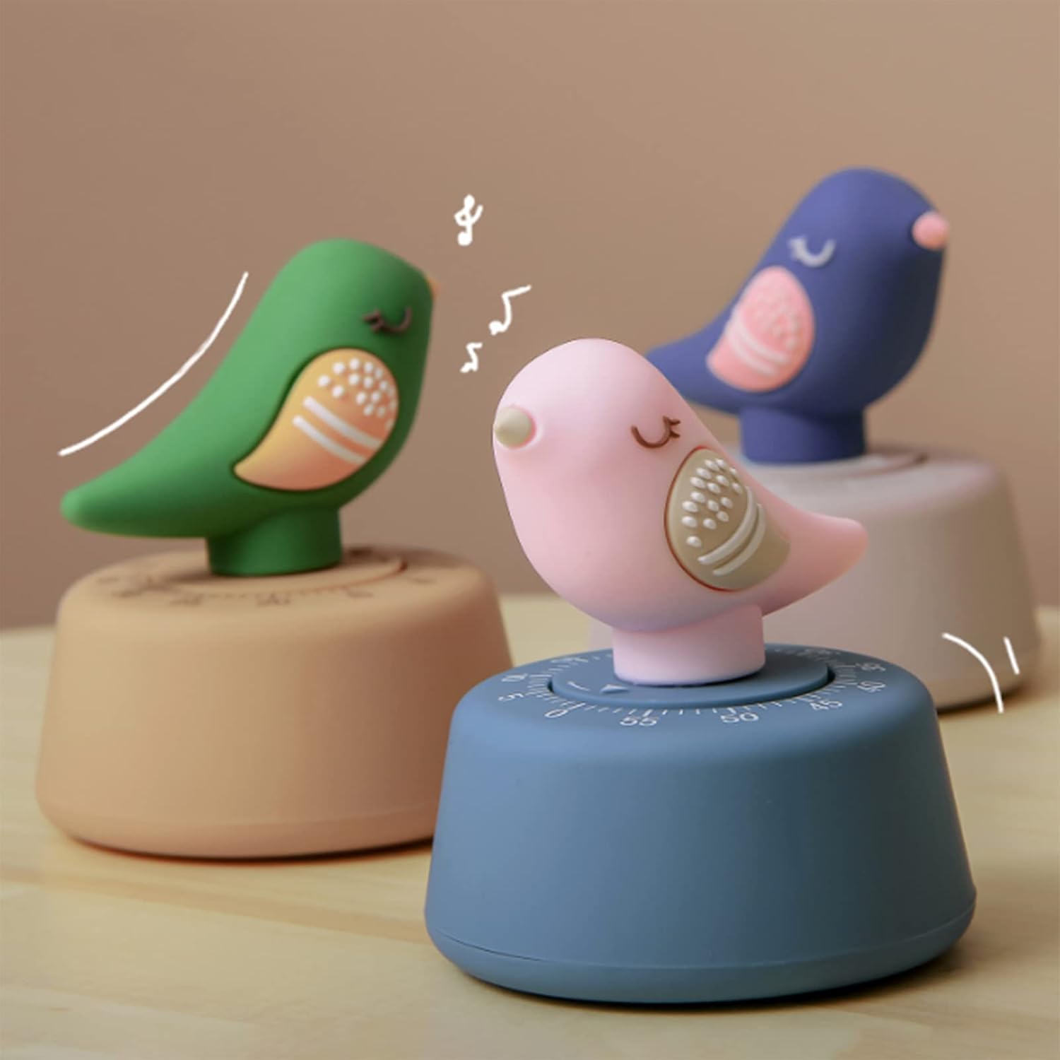 Bird Shaped Kitchen Timer Craft Mechanical Winding 60 Minute Timer Cute Animal Kids Time Timer Manage Time, Baking Fun and Boiled Eggs(Yellow) image 5