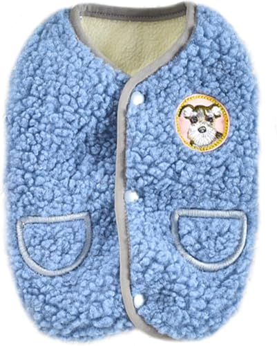 かわいい 犬服 冬服 フリース ペット服 コート ジャケット 背中開き Dカン付き ドッグウェア 犬服 パーカー もこもこ 柔らかい 猫服 可愛い 防寒着 保温 小型犬 中型犬 大型犬 (犬・ブルー,S)