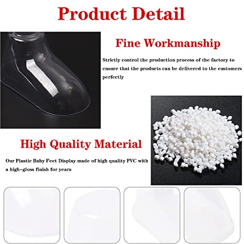 100Pcs Clear Plastic Baby Feet Display, Baby Booties Crochet Shoes Socks Showcase, Toddler Shoes Supports Shoe Forms Stand Holder for Store and Home Use, 50Pair, 8CM4