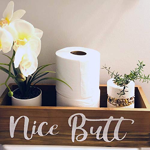 Athena's Elements Bathroom Decor Box - Toilet Paper Holder Box, Toilet Tank Topper, Bathroom Box For Toilet- Funny Farmhouse Bathroom Box Organizer, Wooden Bathroom Decoration Accessories #TOP5
