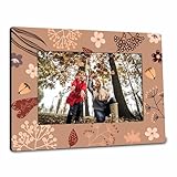Fall Photo Frame Fits 4 x 6 Photos - Flowers & Leaves Wood Picture Frame - Tabletop Wooden Frame Gifts For Friends Family- Seasonal Autumn & Thanksgiving Party Decor & Supplies For Home Office -D09