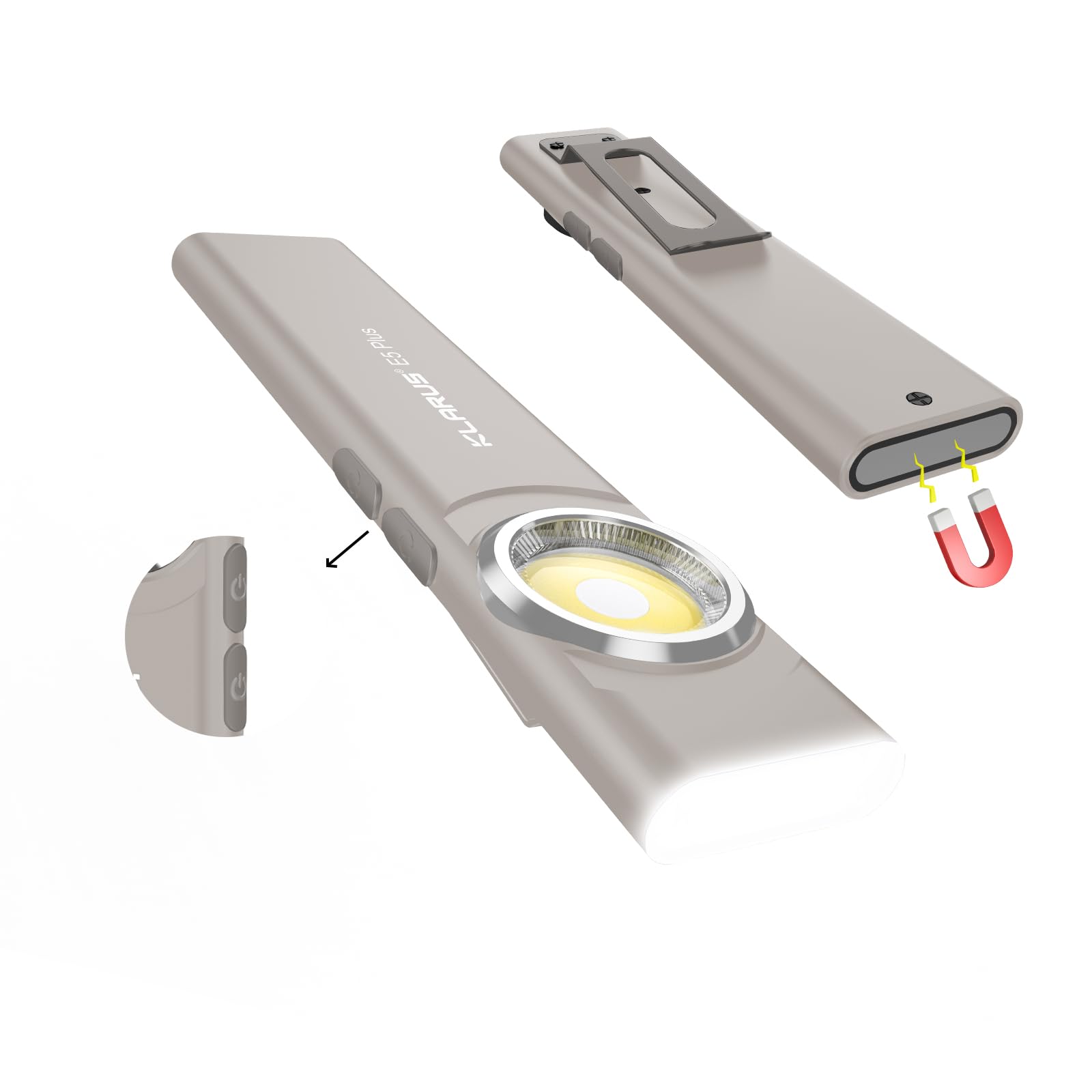 klarus E5 Plus Pocket Flashlight, Ultra Slim Upgraded Dual Switch EDC Flashlight (Gray)