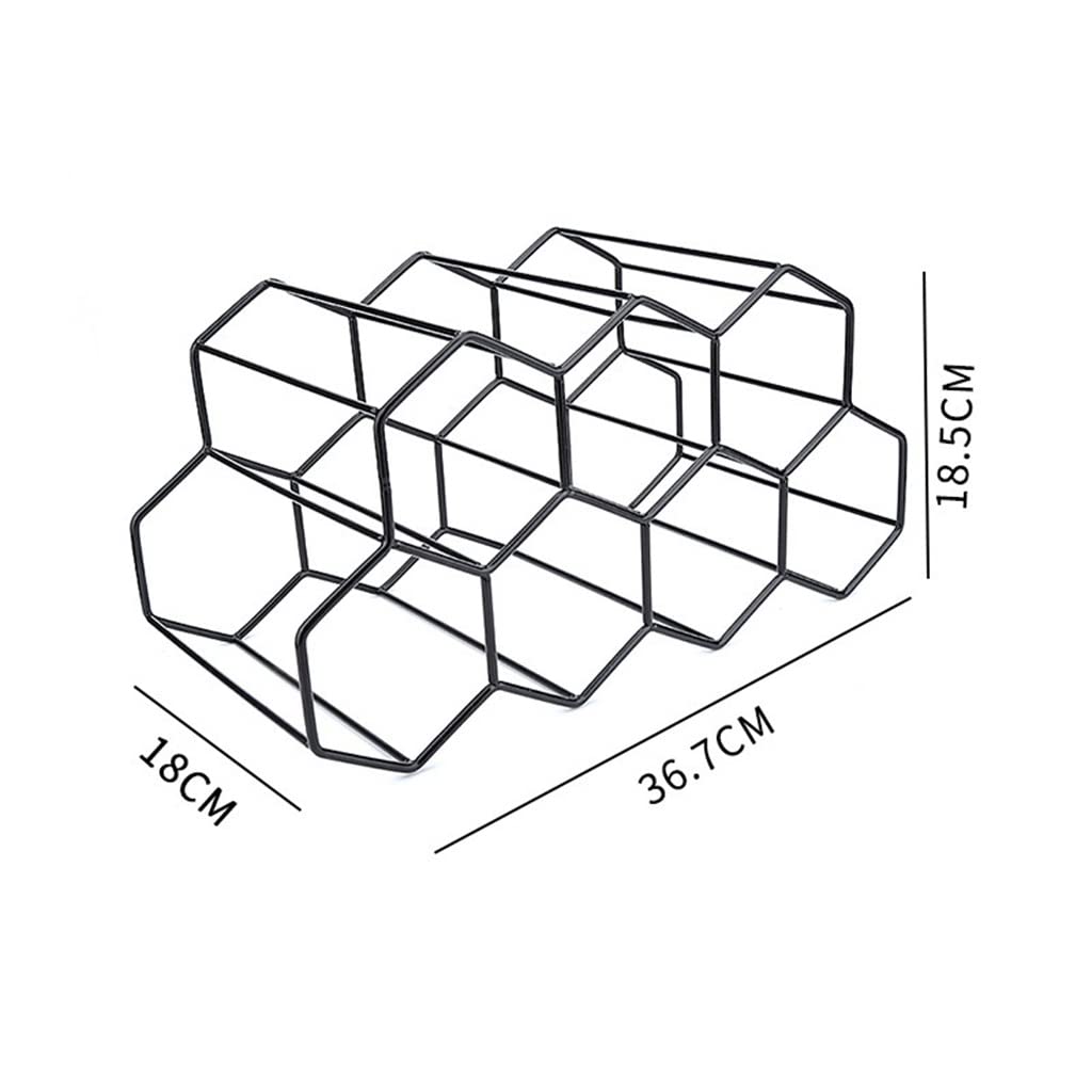Estante de Vino de Panal de Metal, Almacenamiento de Botellas de Vino, Estante de Mesa de Colmena for Vino, Soporte Hexagonal for 9 Botellas de Vino