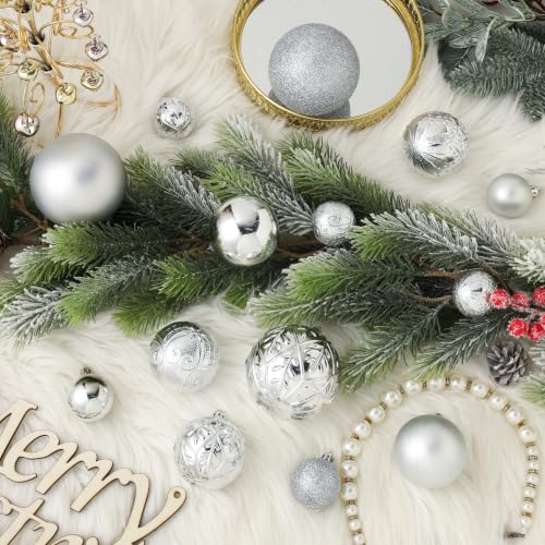 SZVRL Christmas Balls Ornaments -36pcs Shatterproof Christmas Tree Decorations with Hanging Loops for Xmas Tree, Holiday Party, Wedding & Indoor Home Decor,6 Styles in 3 Sizes (Silver) - image 3