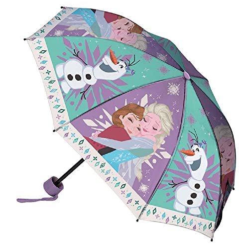 CARTOON Parapluie pliable pour enfants, structure coupe-vent, 8 rayons en fibre de verre, refermable, La Reine des Neiges Ii