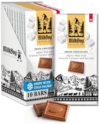 Milkboy Swiss Alpine Milk Chocolate Bars with Crunchy Caramel Sea Salt