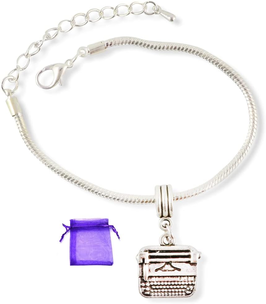 Type Writer Book Writer Gifts - Great Gifts for Authors a Gift Writer will Love makes a Great Teacher Gift or Librarian Gifts and Journalist Gifts of a Typewriter Bracelet for Screenwriter Gifts
