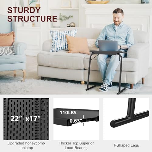Image of Max TV Tray Table, Adjustable Large TV Dinner Tray on Bed & Sofa, Comfortable Folding Dinner Laptop Table for Eating with 6 Height & 3 Tilt Angle Adjustments (Black, 2 Pack)