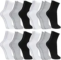 Kit 12 Pares Meias Cano Alto Conforto e Resistência Algodão Poliéster Elastano Respirável Costura Reforçada Para Esportes Academia e Dia a Dia