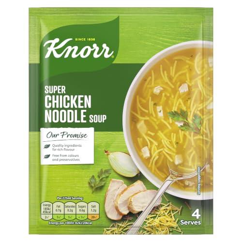 Knorr Super Chicken Noodle Soup Mix packet soup free from artificial colours and preservatives quick and easy 12x 51 g (48 servings)