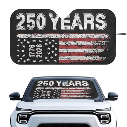 Image of Windshield Sun Shade, 250 Years USA 1776-2026 Auto Sunshade Front Window Sunshade Visor Protector Suitable for Most Cars, Reflect UV Sun and Heat and Protect Your Car