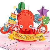 Paper Love Happy Birthday Octopus, Pop Up Birthday Card , Handmade 3D Popup Bday Greeting Cards, For...