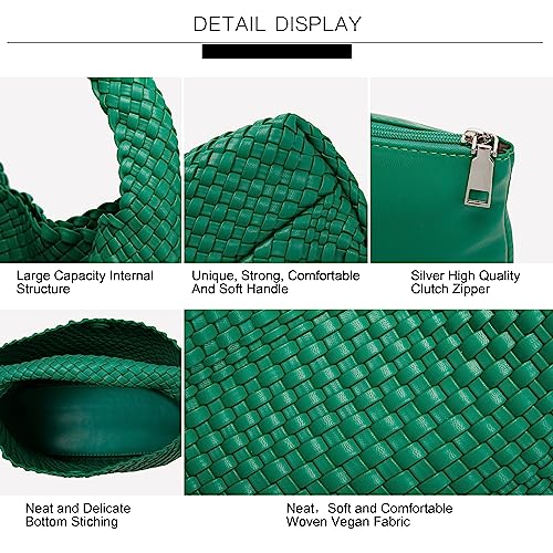 Image of Queenoris Fashion Hobo Bags for Women Top-handle Shoulder Bag Vegan Leather Purses Soft Summer Tote Bag | WOVEN