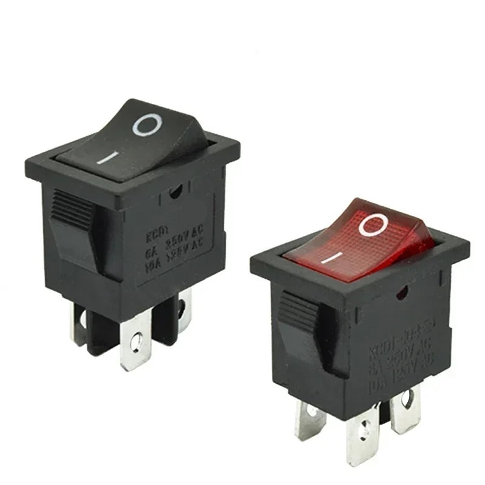5/10 pièces KCD1-104 interrupteur à bascule en plastique(5pcs Red Lamp,NO LIGHT_ON-OFF)
