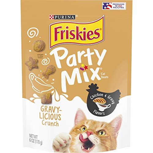 Purina Friskies Made In Usa Facilities Cat Treats, Party Mix Crunch Gravylicious Chicken & Gravy Flavors - (6) 6 Oz. Pouches #TOP5