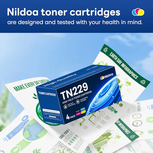 Image of TN229 Toner Cartridges 4 Pack Replacement for Brother TN229BK /C /M /Y TN-229 MFC-L3720CDW MFC-L3780CDW HL-L3280CDW Printer Ink Cartridge(TN2294PK Black Cyan Magenta Yellow)
