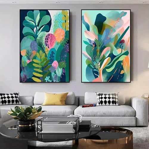 Peinture pour décoration de salon fleurs sauvages pour habiller les grands murs vides sans cadre