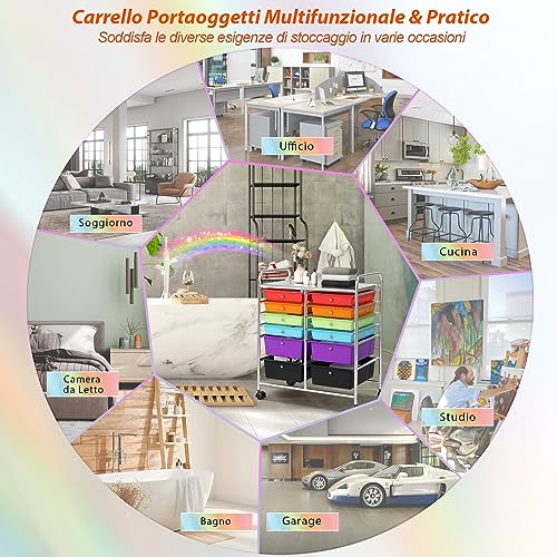 COSTWAY Carrello con 12 Cassetti con Ruote