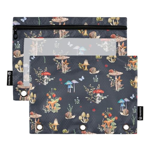 PJGINUIUA Trousse 3 anneaux champignon escargot 2 pack