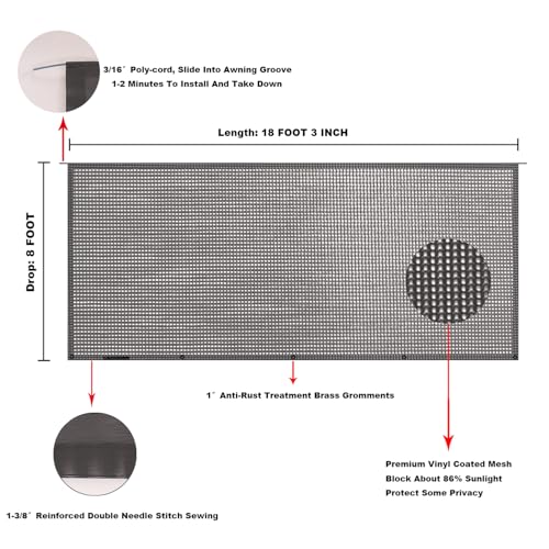 Image of RV Awning Mesh Sun Shade Screen for Motorhome Camper Trailer Sunshade