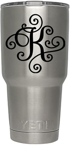 Miniatura 1 de Monograma, Calcomanía troquelada, vinilo adhesivo Haga clic para opciones de colorletra. Disponible en cuatro colores y todas las letras de la A