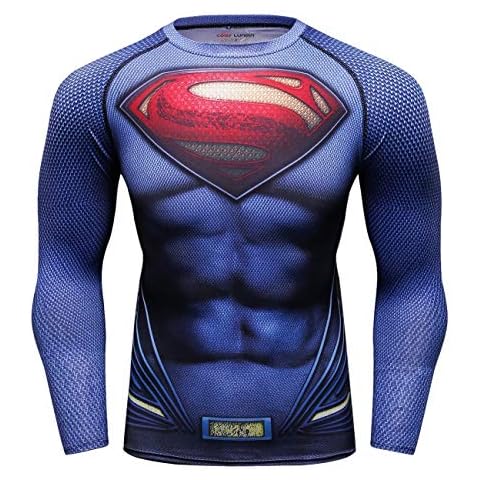 Red Plume Men's Film Super-Hero Series Compression Sports Shirt Skin Running Long Sleeve Tee Cover