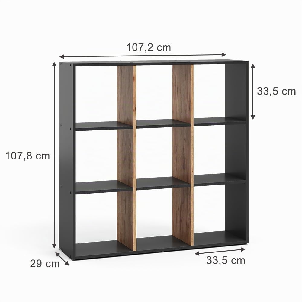 Vicco Raumteiler Nove, Anthrazit/Goldkraft Eiche, 107.2 x 107.8 cm