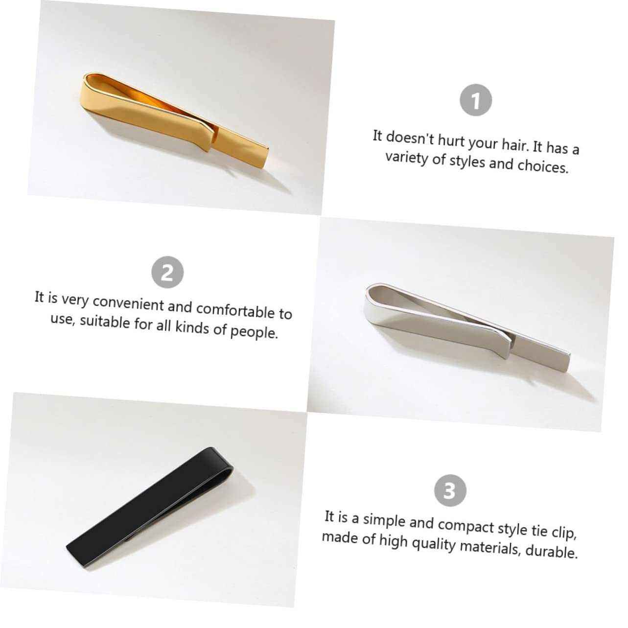GALPADA 9piezas Clip De Corbata De Inoxidable Simple Pasadores De Necktie Para Hombres Accesorios De Negocios Para Camisas y Trajes Formales