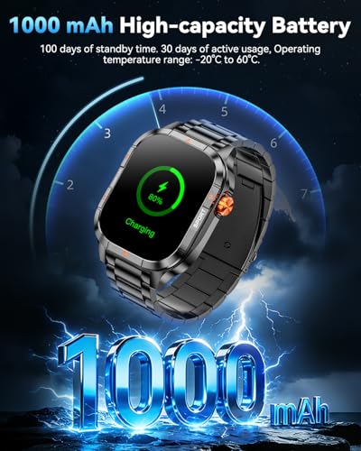 Image of Smart Watches for Men, 2.01''HD Military Smart Watch with 1000mAh Battery /Flashlight,Answer /Make Calls Smart Watch for Android and iPhone with SpO2 /Heart Rate /Sleep /100+ Sport Modes