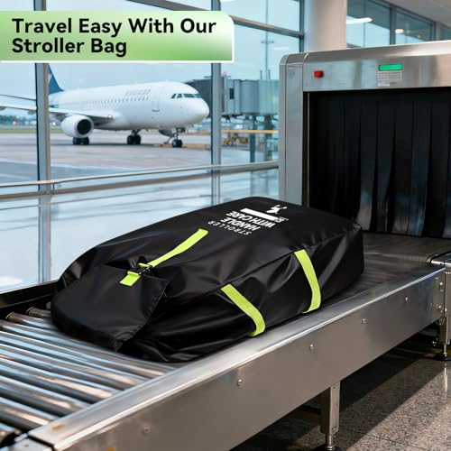 Image of Large Stroller Bag for Airplane: 47 inchH x 24 inchW x 15 inchD Travel Stroller Cover | Stroller Travel Bag with Shoulder Handle, Baby Air Travel Essentials Fit Most Large Double Jogging Stroller Chicco Graco
