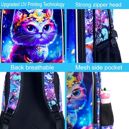 Image of CCJPX 3PCS Cat Backpack for Girls, 16 inch Kids Preschool School Bookbag with Lunch Box for Toddler Elementary Kindergarten